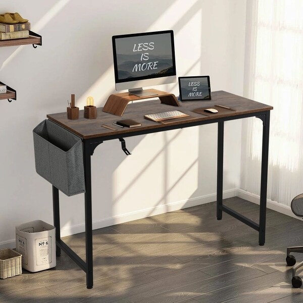 Computer desk store with side storage