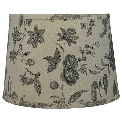 French Drum Lamp Shade, Textured Flax Linen, 12" Top, 14" Bottom, 10" Slant