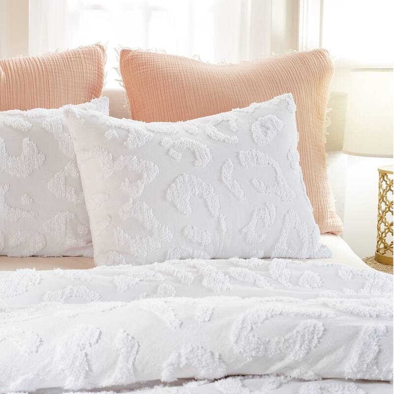 Miya Tufted Cotton Leopard Print Comforter and Sham Set