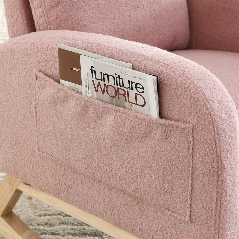 27.6"W Modern Accent High Backrest Living Room Lounge Arm Rocking Chair, Two Side Pocket