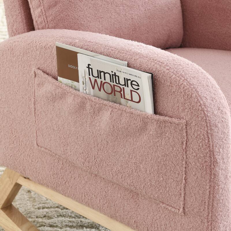 GDFStudio - Emilia Modern Fabric Upholstered Rocking Chair with Ergonomic Design and Side Pockets - 27.6 "W