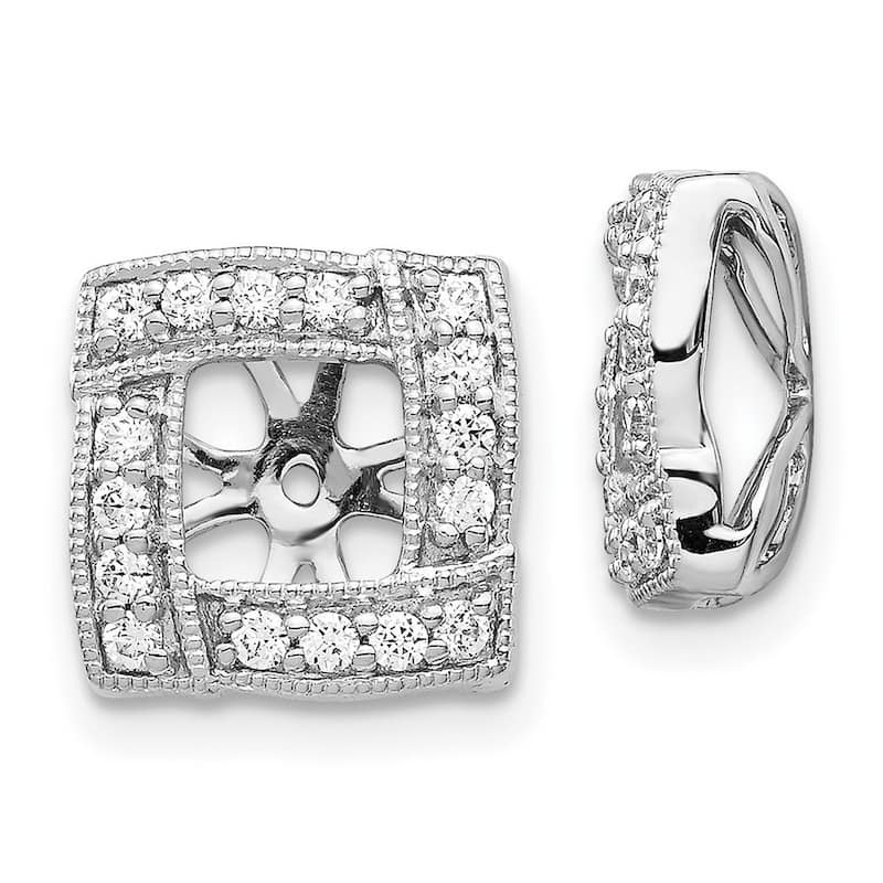 Curata 14k White Gold Diamond Earrings Jacket - 11x11mm Wide