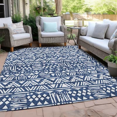 Machine Washable Indoor/ Outdoor Chantille Boho Tribal Rug