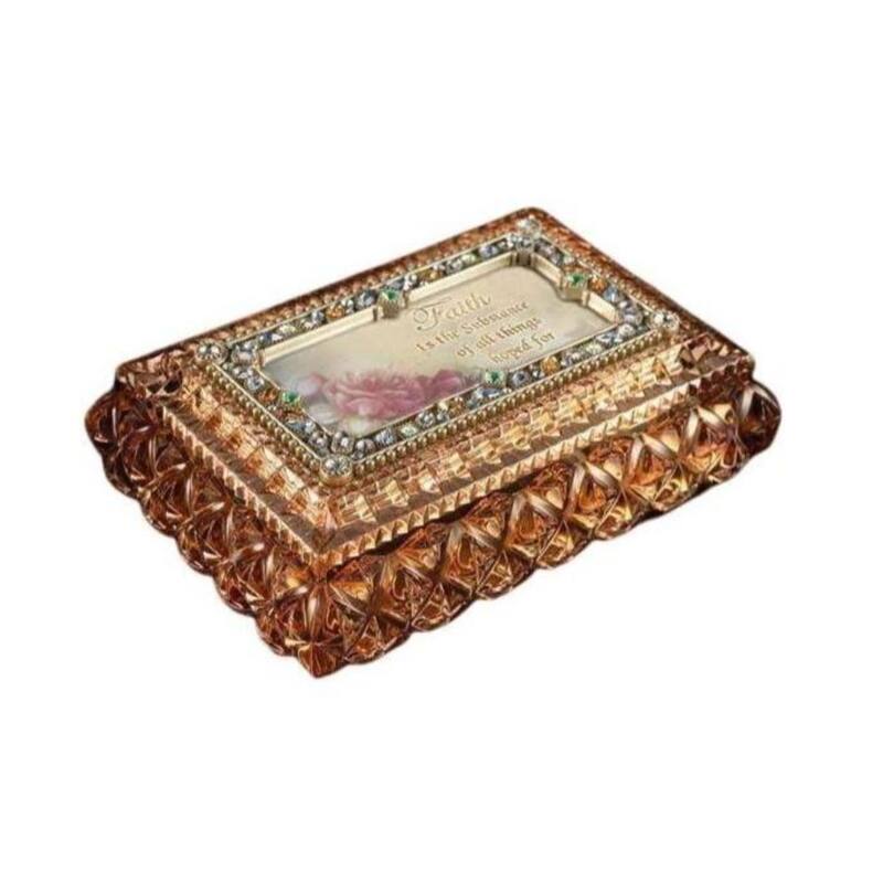 Set of 4 Amber Rectangular Decorative Jewelry Music Boxes