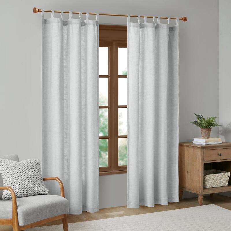 Madison Park Barnet Faux Linen Tab Top Fleece Lined Curtain Panel - 84" Panel