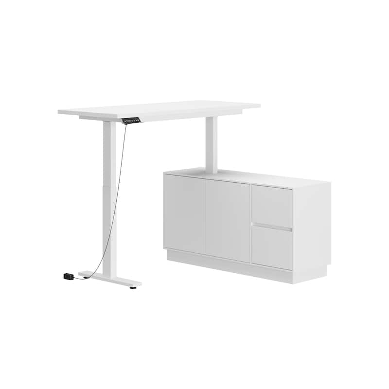 Height Adjustable Standing Desk with Storage Ergonomic Sit-Stand Workstation