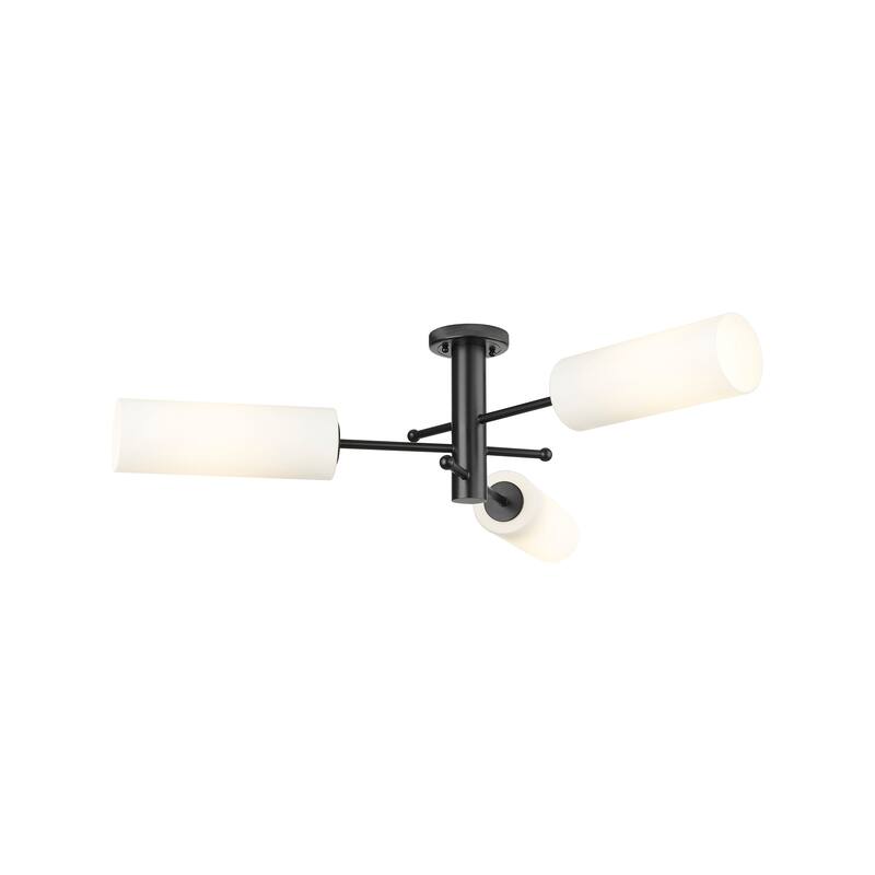 Innovations Lighting Crown Point - 3 Light 12" Flush Mount - Matte White/Matte Black