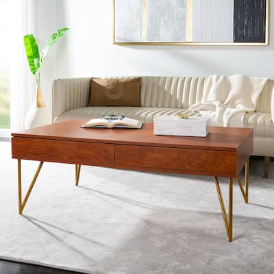SAFAVIEH Pine Two Drawer Coffee Table - 43.3" x 25.9" x 16.5" - 43.3" x 25.9" x 16.5"