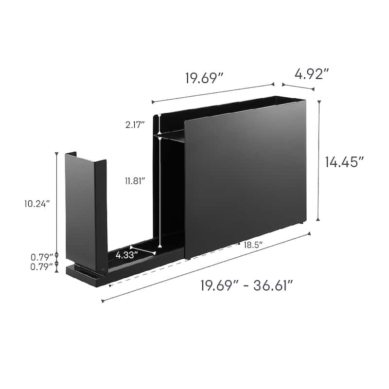 Yamazaki Home Sliding Drawer Seasoning Rack, Steel - L 36.61 x W 4.92 x H 14.45 inches