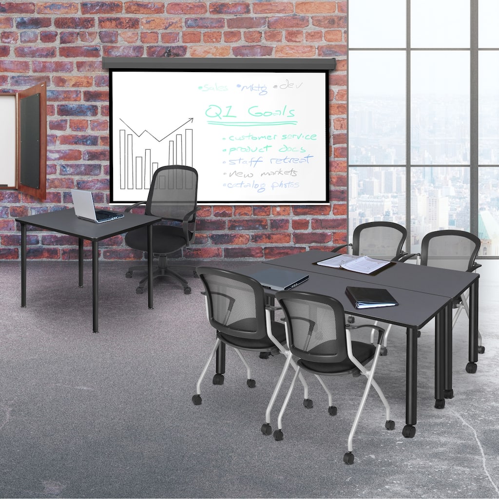 60 x 24 in. Mobile Training Seminar Table- Grey Top, Black Legs