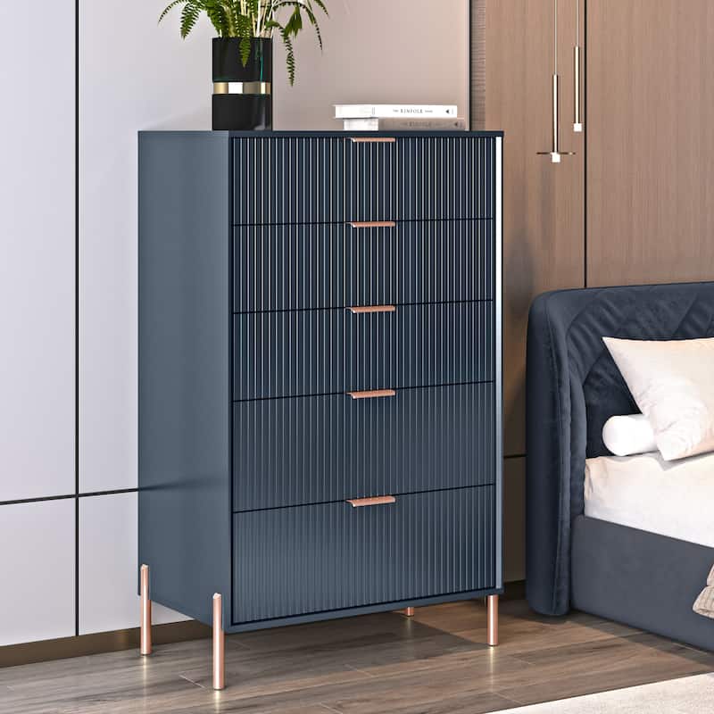 Modern 30" 5-Drawer Chest with Metal Handles