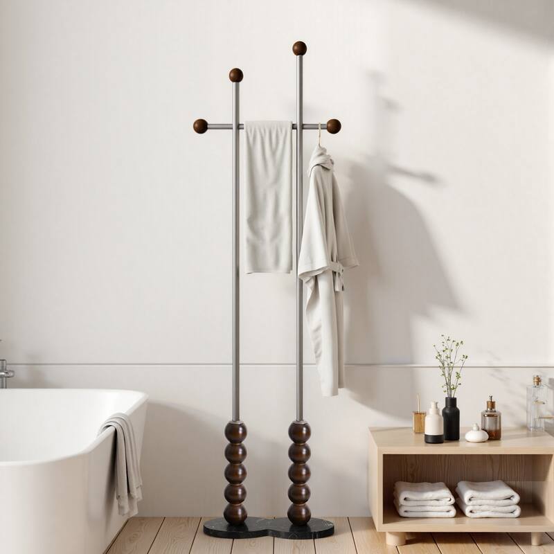 Metal Freestanding Coat Rack with Heavy Duty Marble Base - 70"H x 19.7"W (top) × 17.7"(base) x 9.8"D