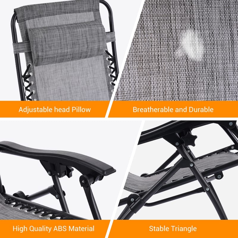 BONOSUKI Outdoor Foldable Recliner Lounge Chair Zero Gravity Chair