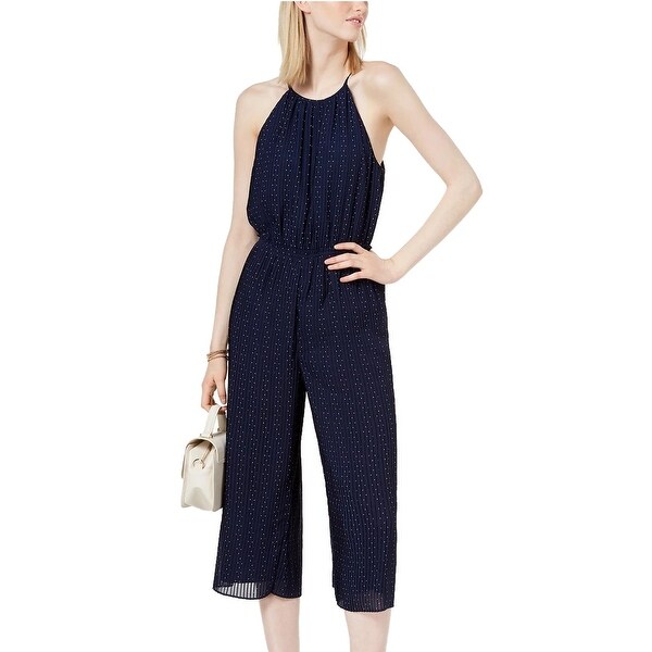 blue cropped jumpsuit