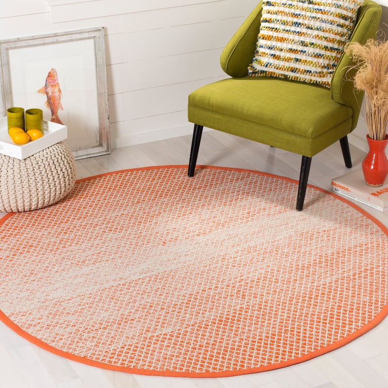 SAFAVIEH Handmade Flatweave Montauk Geert Cotton Rug - 4' x 4' Round - Orange/Ivory