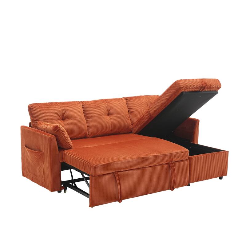 L-shaped multi-functional reversible storage Velvet combination sofa