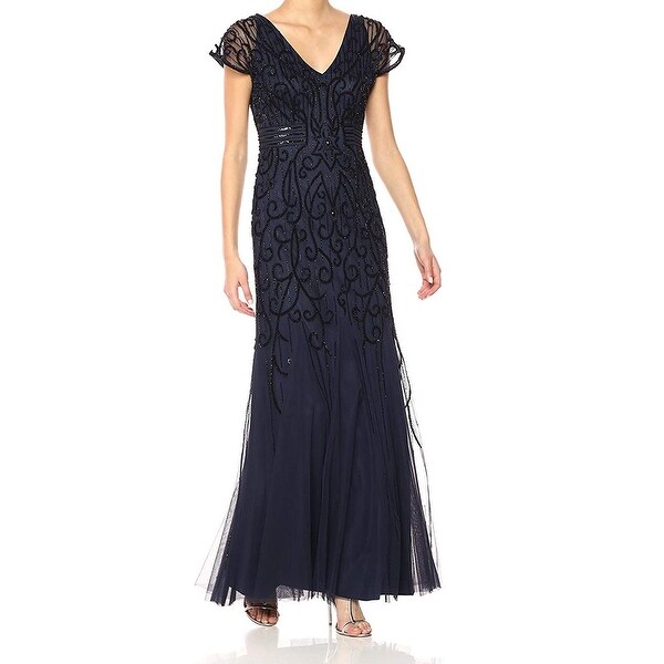 navy beaded gown