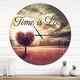 preview thumbnail 8 of 8, Designart 'Time is Love Pink Heart Tree' Oversized Quote Wall CLock