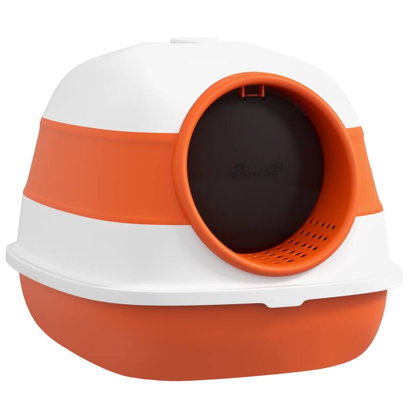 Cat Litter Box with Lid, Covered Litter Box w/ High Sides, Air Freshener, Large Two-Way Entrance Kitty Litter Box, Foldable