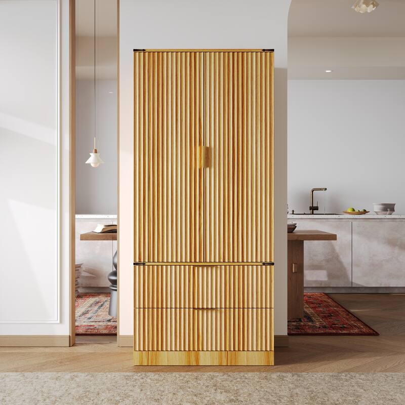 Pantry Cabinet with Double Doors Tall Storage Cupboard with Adjustable Shelves