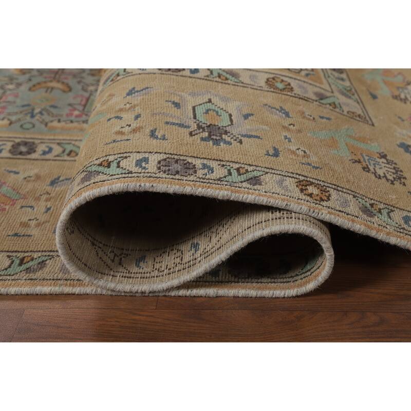 Blue / Medallion Tabriz Persian Vintage Rug Handmade Wool Carpet - 7'11" x 11'1"
