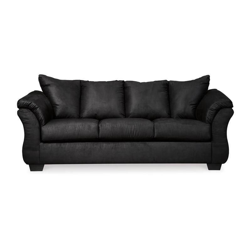 Dari Sofa, Classic Black Polyester, Foam Pillow Top Arms, 89 Inch