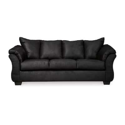 Dari Sofa, Classic Black Polyester, Foam Pillow Top Arms, 89 Inch