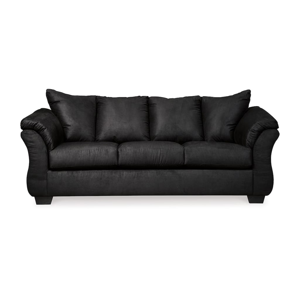 Dari Sofa, Classic Black Polyester, Foam Pillow Top Arms, 89 Inch