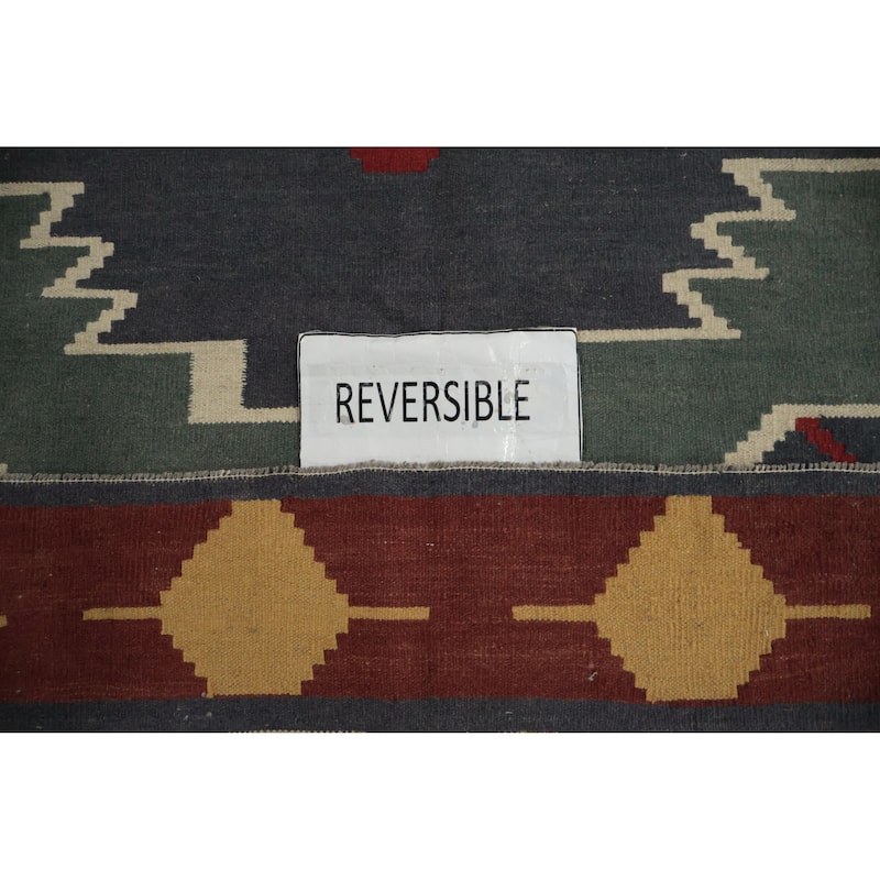Hand Woven Oriental 100% Wool Carpet Southwestern Tribal Multi-Colored Kilim Area Rug - 11' 7'' X 8' 2''