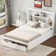 preview thumbnail 16 of 28, Full Size Platform Bed with Storage Headboard and 2-Drawers, Grey White