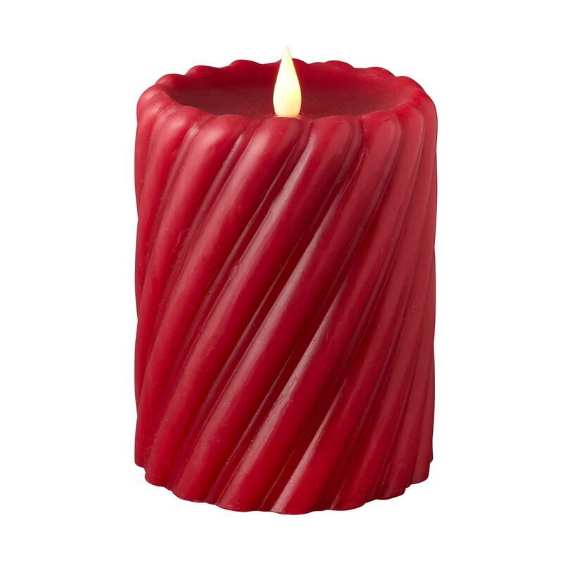 Swirl Motion Flameless Candle 4x6 Red