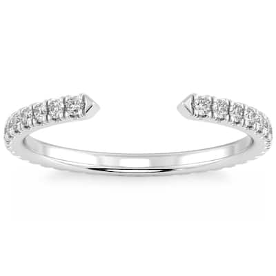1/2Ct Pave Diamond Open Wedding Ring Gold Stackable Band Lab Grown