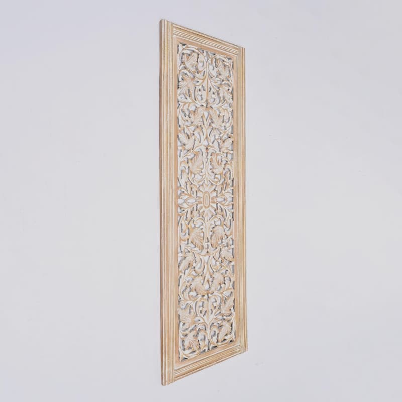 Wooden Floral Hand Carved Mandala Rectanguler Wall Decor Accent-20X63"