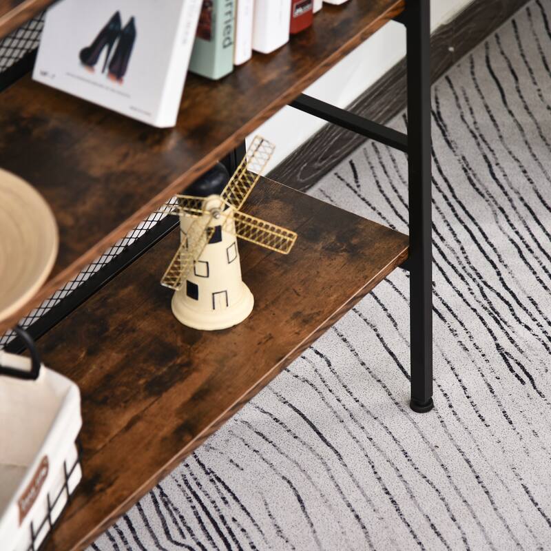 HomCom 3-Tier Industrial Style Storage Metal Wooden Shelf with a Robust Multi-Functional Design & Adjustable Feet