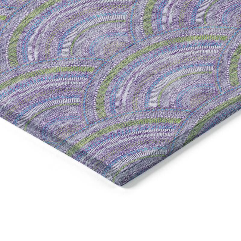Machine Washable Indoor/ Outdoor Modern Mosaic Chantille Rug