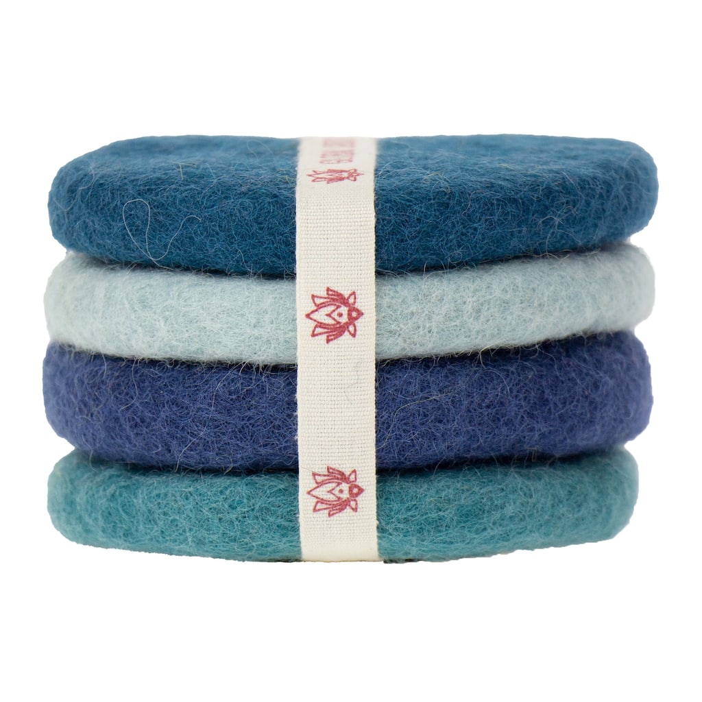 Handmade Felt Macaroon Coasters, Set of 4