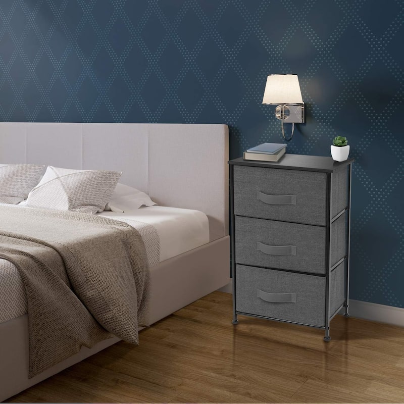 Nightstand w/ 3 Drawers Bedside Furniture & End Table Storage Tower