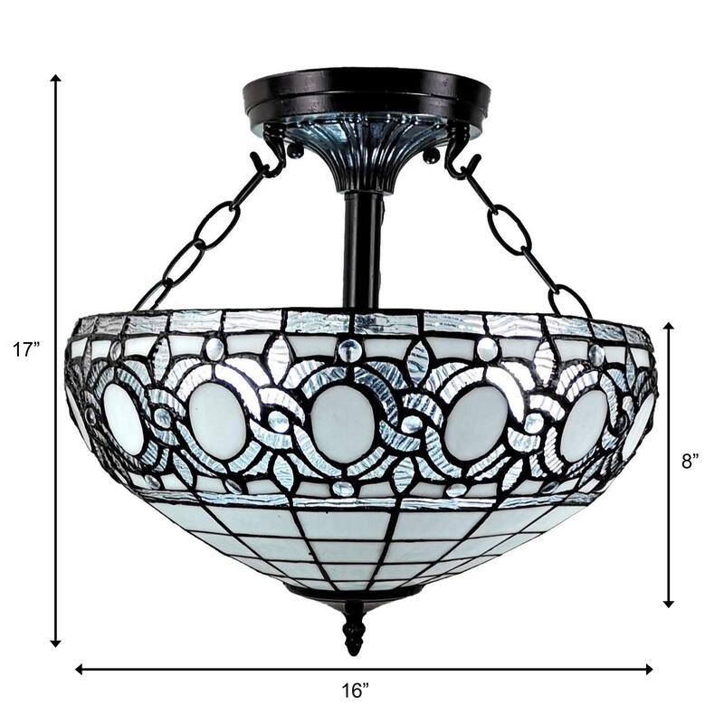 Tiffany Style Semi-flush Mount Ceiling Fixture Amora Lighting