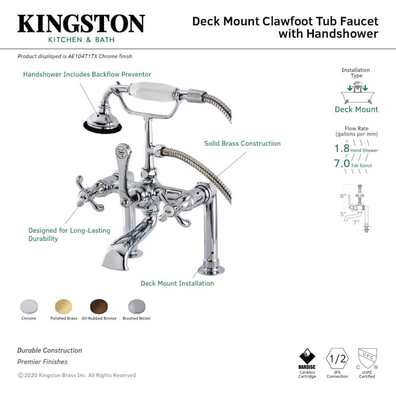 French Country Deck Mount Clawfoot Tub Faucet