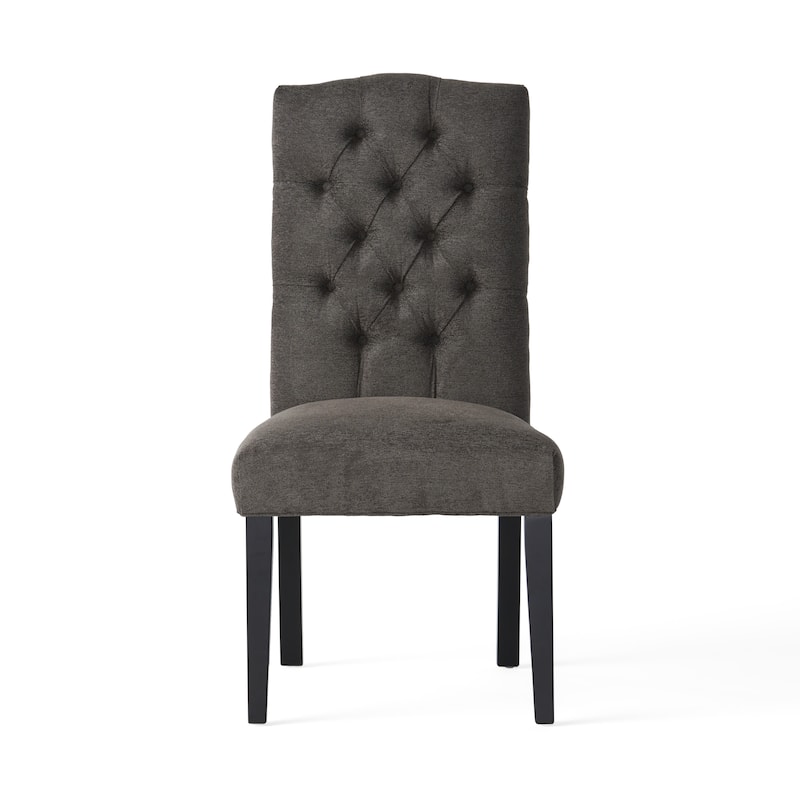 Tufted Upholstered Dining Chairs, Kitchen Dining Room Side Chairs Bistro Chair, Crown-shaped Top Back Dining Chairs (Set of 2)
