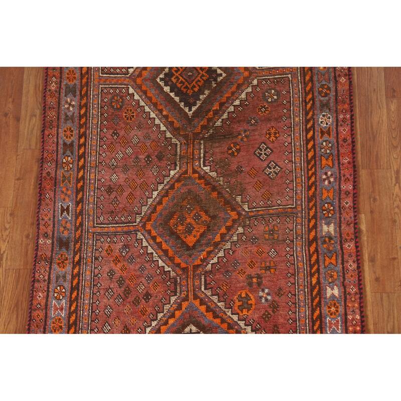 Pre-1900 Antique Qashqai Persian Rug Handmade Wool Carpet - 3'1"x 6'0"