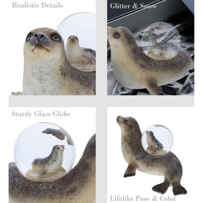 CoTa Global Seal Snow Globe - Figurine with Sparkling Glitter - 5Lx3.7Wx2.7H inches