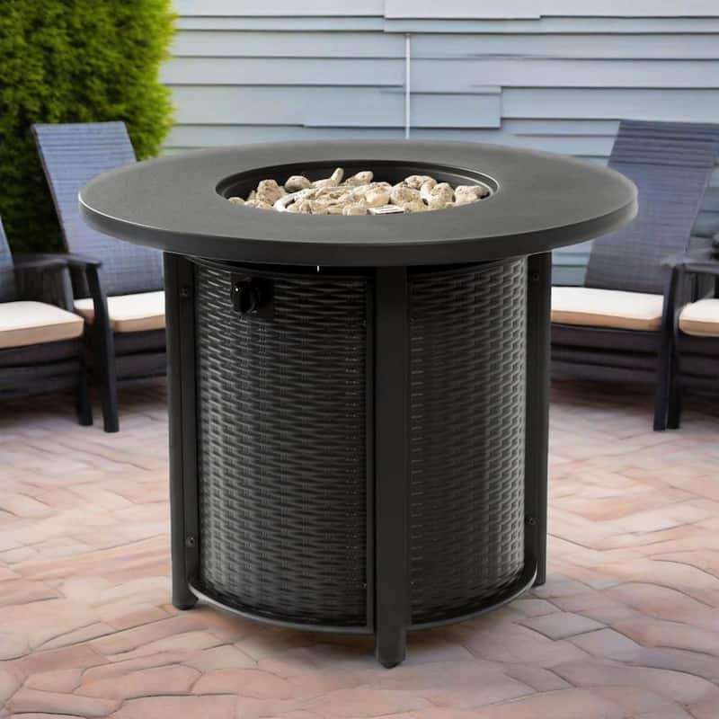 32" Propane Gas Fire Pit Table 50000 BTU Round Steel Fire Pit