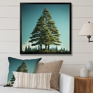 Designart "Pine Tree Perspective In Forest" Tree Pine Framed Wall Art ...