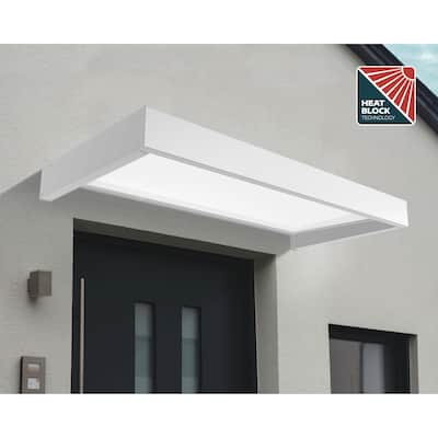 Sophia 3 ft. White Structure / White Opal Panel Door and Window Awning