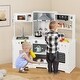 preview thumbnail 8 of 12, Wooden Pretend Play Kitchen Set with Lights & Sounds, Dual Stoves, Range Hood, Ice-Maker Fridge & Ample Storage