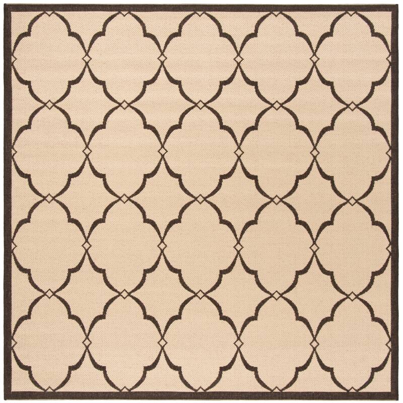 SAFAVIEH Beach House Caetana Indoor /Outdoor Waterproof Patio Backyard Rug - 6'7" Square - Creme/Brown