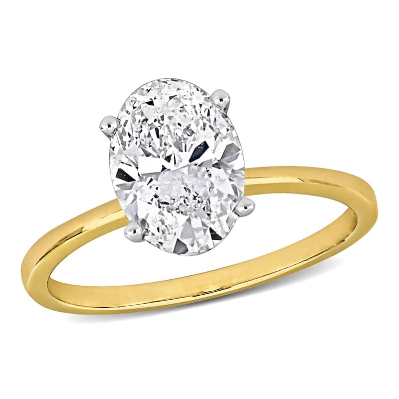 2ct TW Oval Lab-Grown Diamond Solitaire Engagement Ring in 14k Yellow Gold