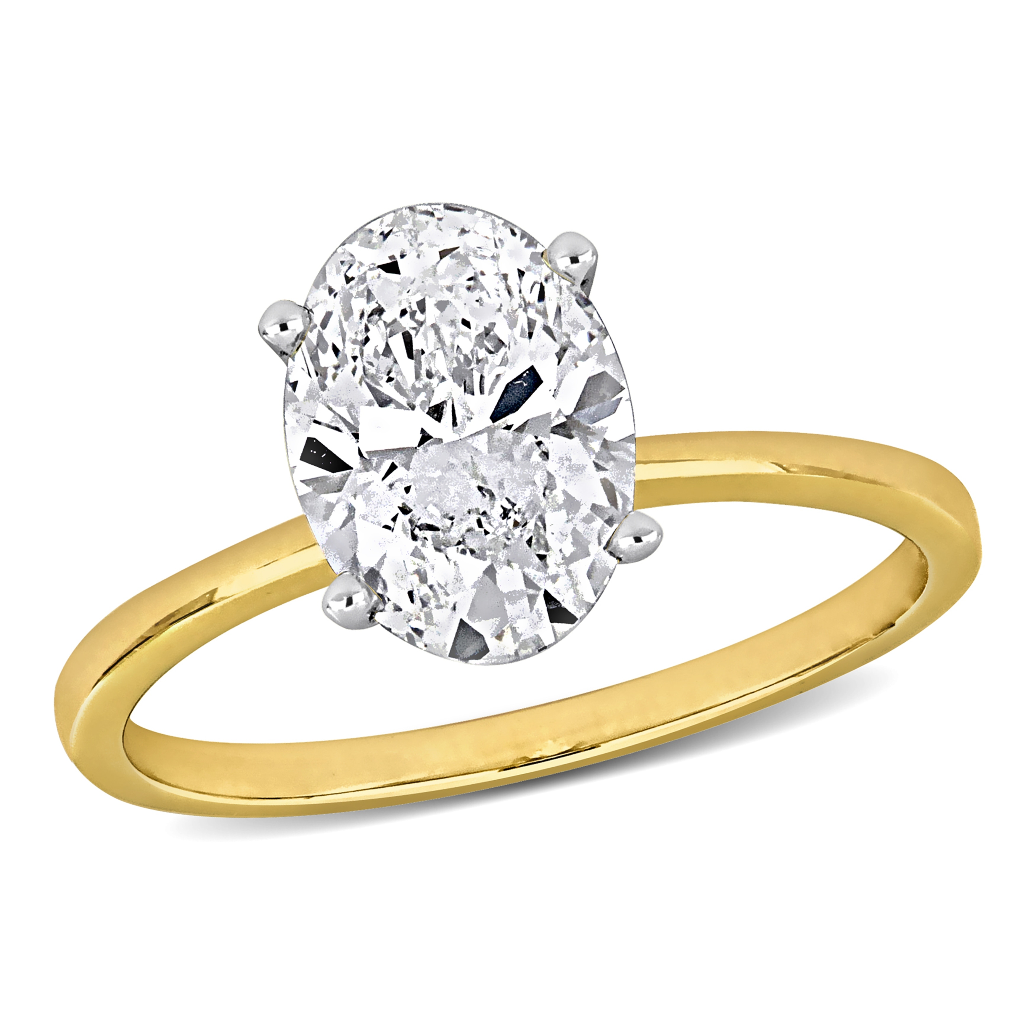 Miadora 2ct TW Oval Lab-Grown Diamond Solitaire Engagement Ring 14k Yellow Gold