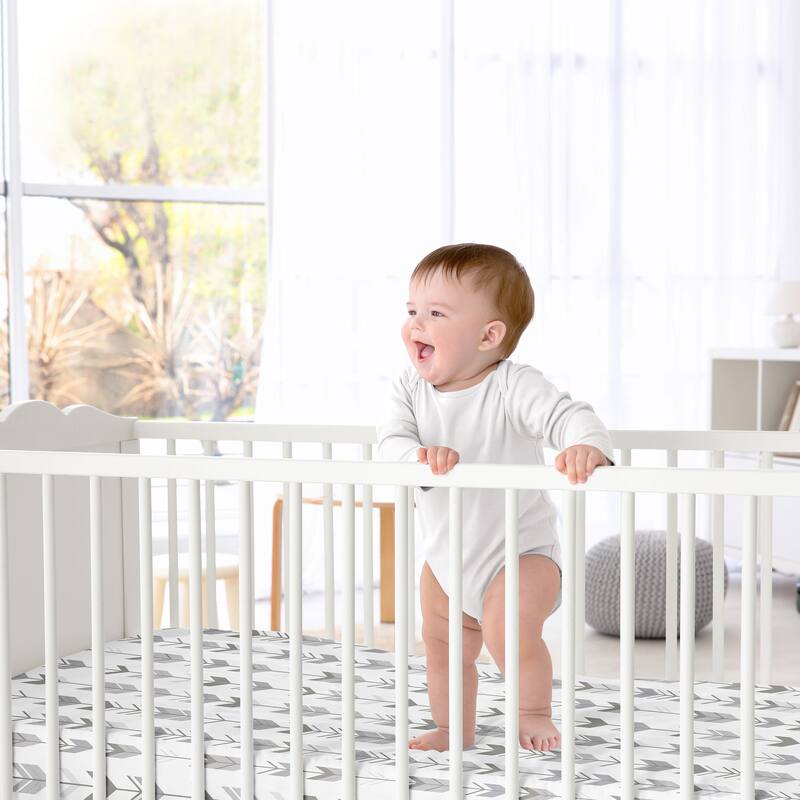 Sweet Jojo Designs Fitted Crib Sheet for the Grey and White Mod Arrow Collection